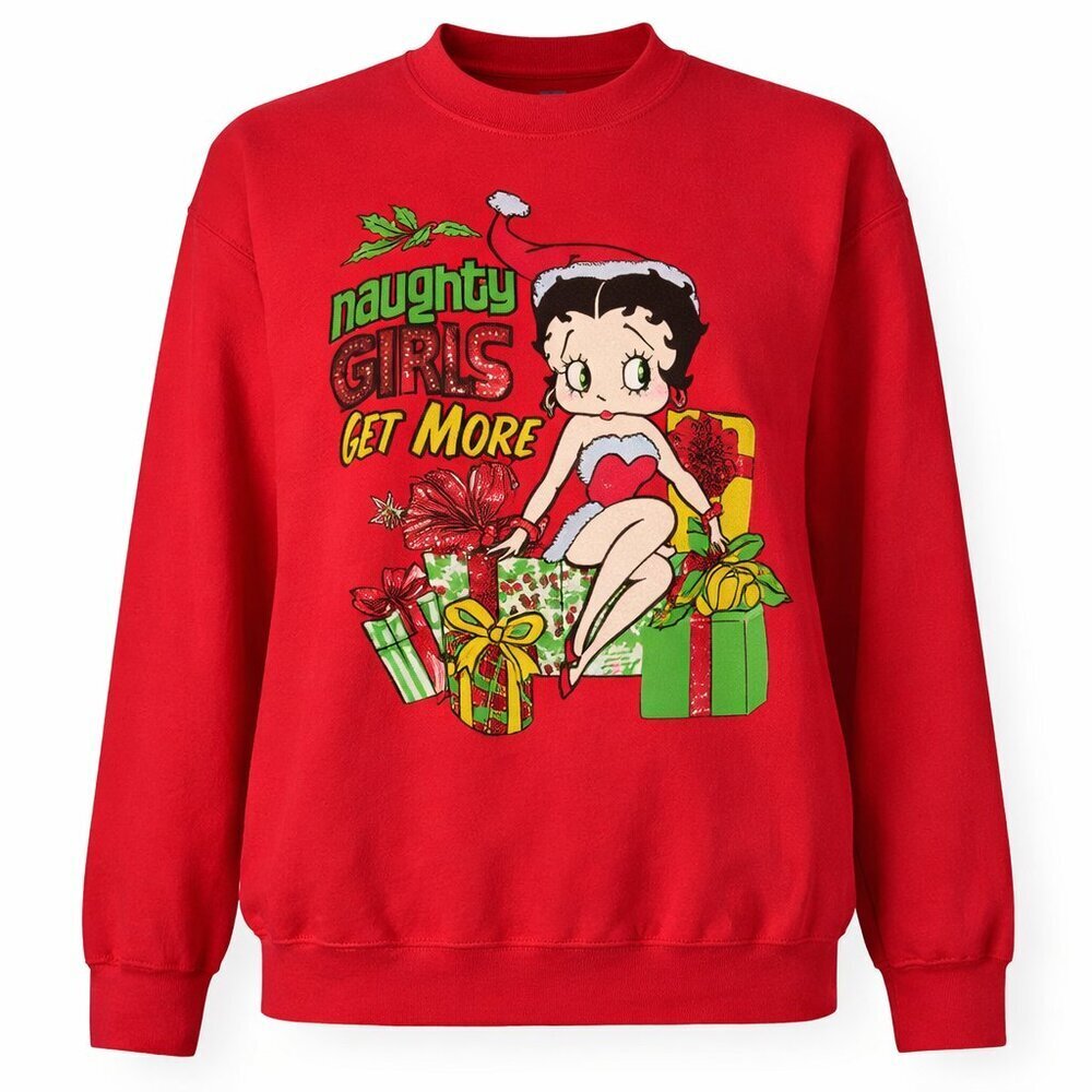 Vintage BETTY BOOP Christmas Sweatshirt “Naughty Girls Get More" Xmas Size XL